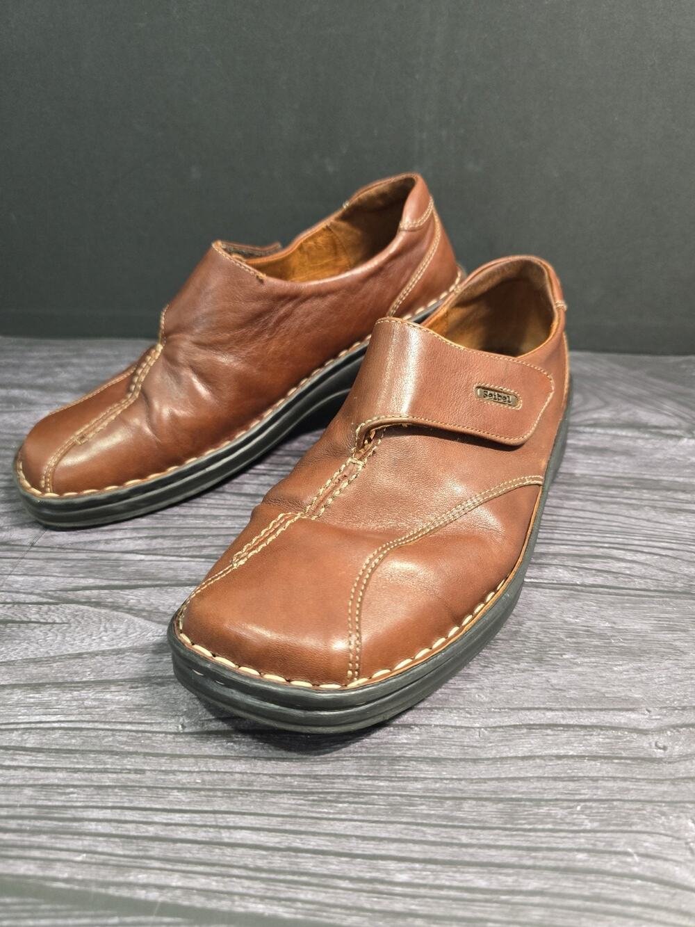 VTG Josef Seibel Vintage Women's Brown Leather Comfort Loafers Square Toe Y2K
